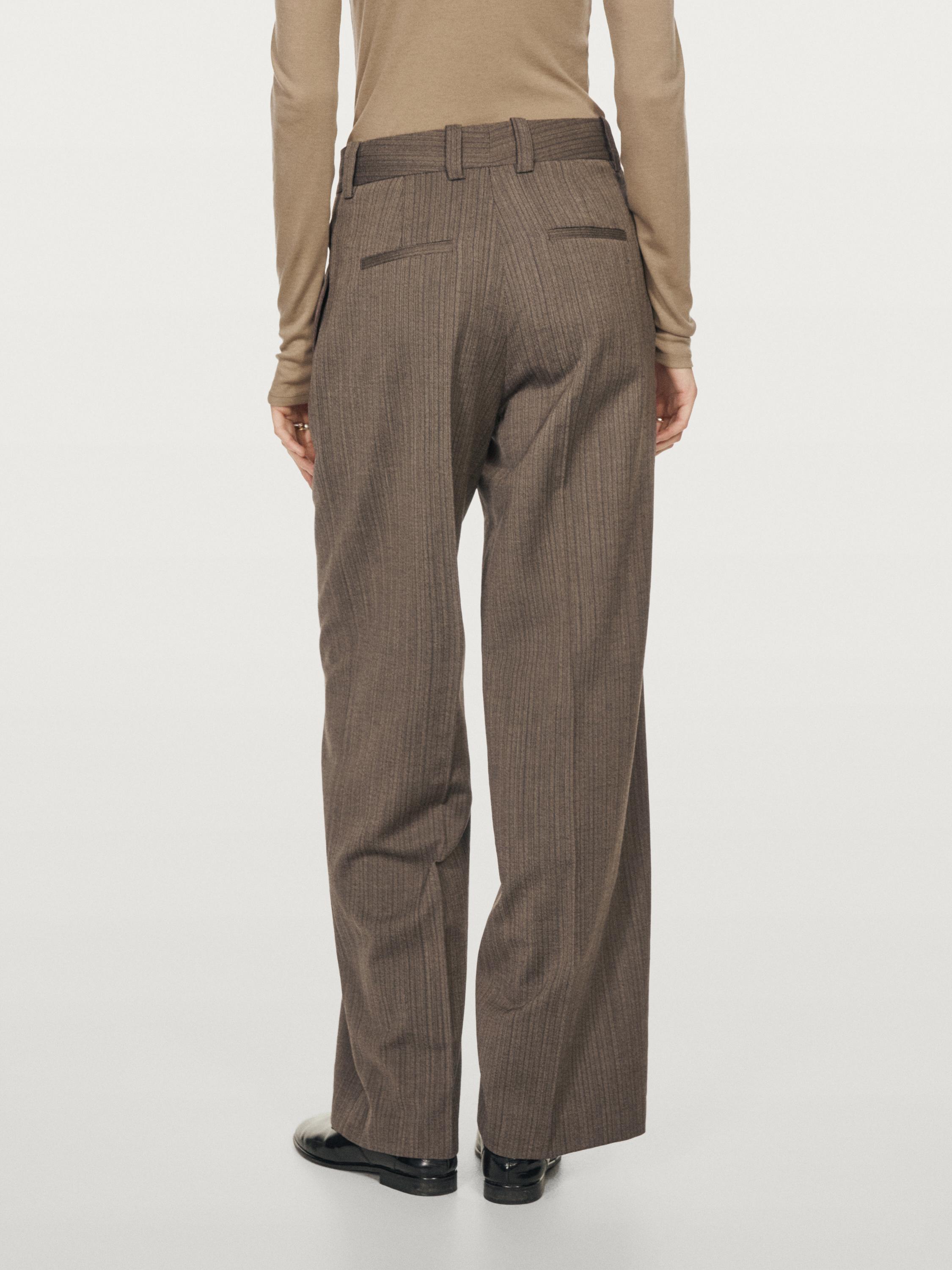 100% wool straight-leg herringbone trousers